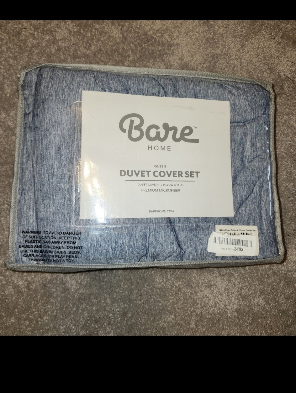 Bare home duvet cover set blue white space dye